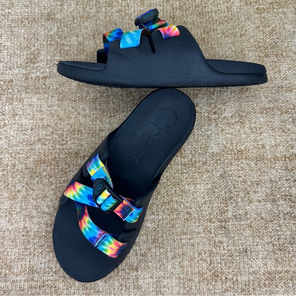 Chaco Kid's Chillos Strappy Black/Tie-Dye Slide/Sandals Size K5